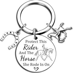Female Horse Lover Keychain Horse  Lucky Horseshoe Equestrian